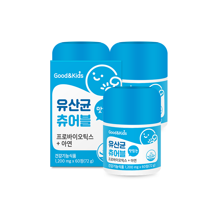 [굿앤키즈] 맛있는 유산균 츄어블 프로바이오틱스 아연 60정 3박스