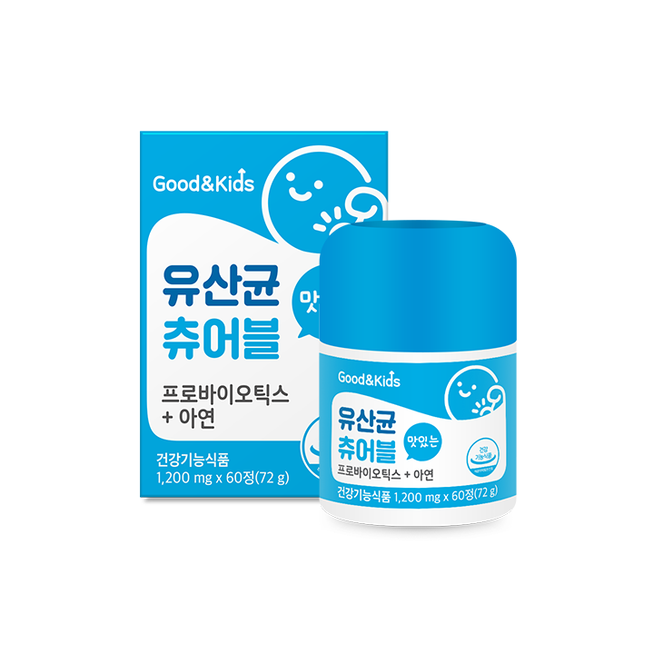 [굿앤키즈] 맛있는 유산균 츄어블 프로바이오틱스 아연 60정 1박스