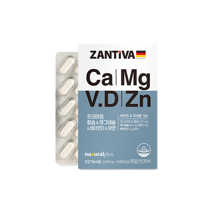 [잔티바] 칼슘 마그네슘 비타민D 아연 60정 1박스
