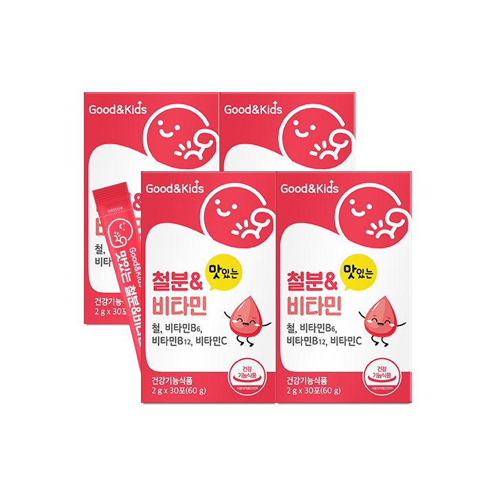 [굿앤키즈] 맛있는 철분 비타민 딸기맛 30포 4박스